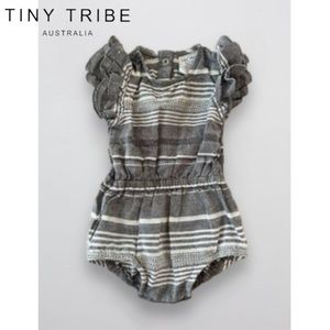 Tiny Tribe Frill Pinstripe Bubble Romper